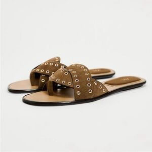Zara Suede Cross Sandals